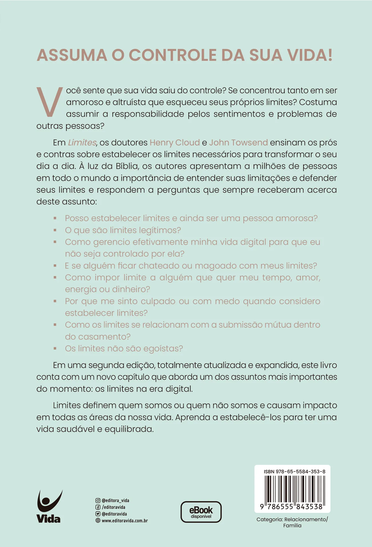 Limites: quando dizer sim, quando dizer não Limites Quarta Capa