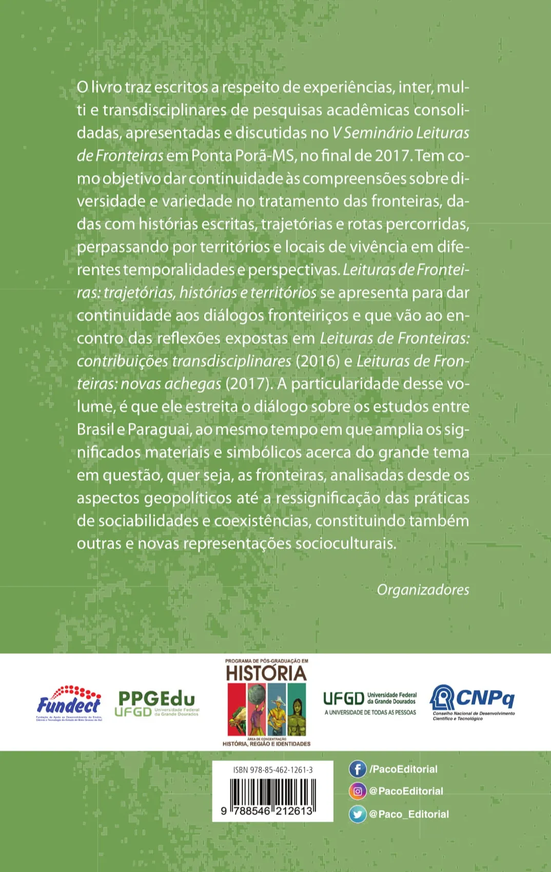 Leituras de fronteiras: trajetórias, histórias e territórios Leituras de fronteiras Quarta Capa
