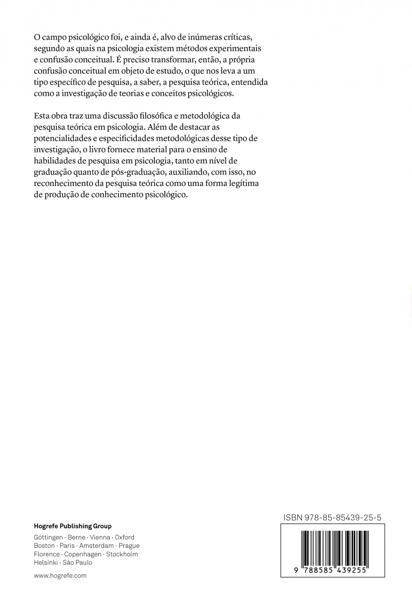 Pesquisa teórica em psicologia: Aspectos filosóficos e metodológicos Pesquisa teórica em psicologia Quarta Capa