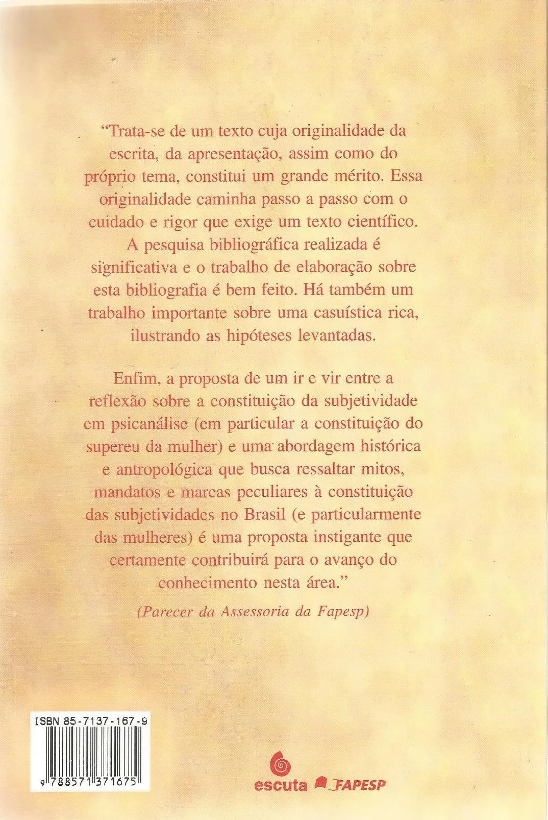 Mulher no Brasil: nossas marcas e mitos: ensaios de psicanálise Mulher no Brasil Quarta Capa