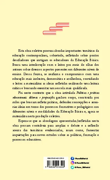 Políticas e práticas educacionais: dilemas e proposições Políticas e práticas educacionais Quarta Capa