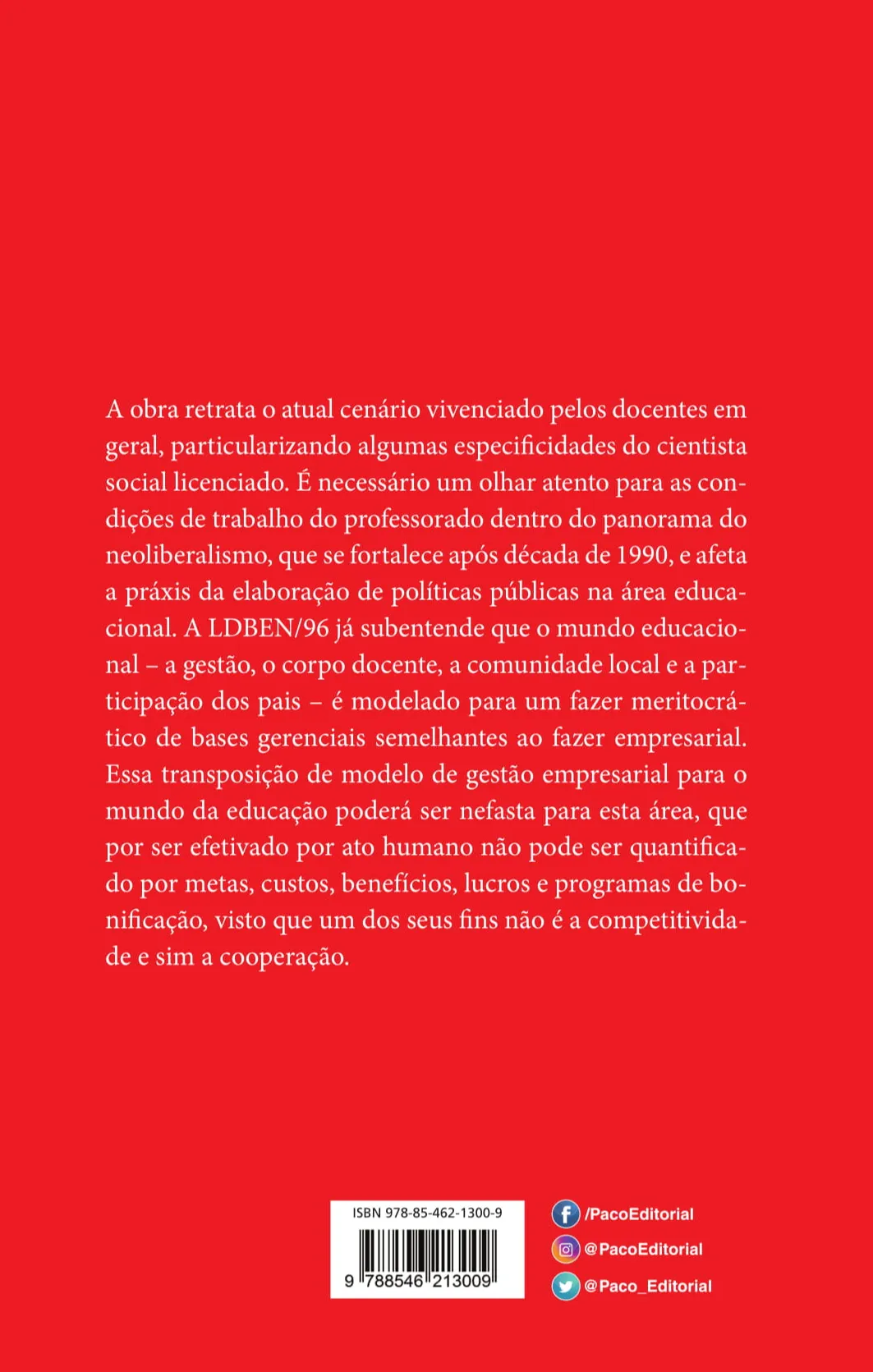 As atuais condições de trabalho docente do cientista social As atuais condições de trabalho docente do cientista social Quarta Capa