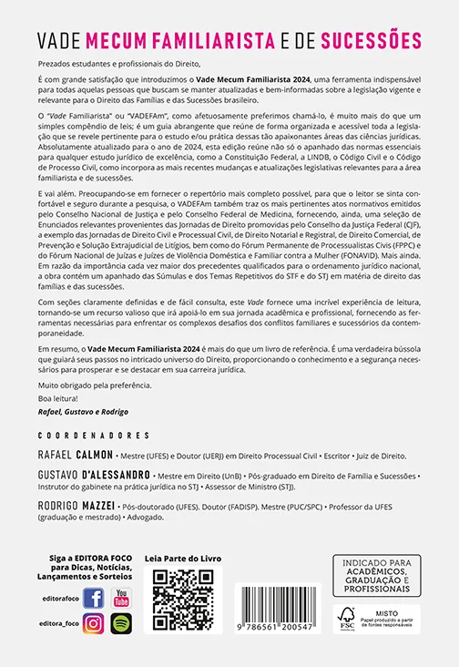 Vade mecum familiarista e de sucessões Vade mecum familiarista e de sucessões Quarta Capa