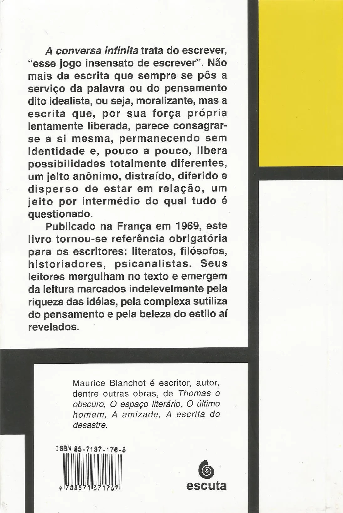 A conversa infinita: a palavra plural A conversa infinita Quarta Capa