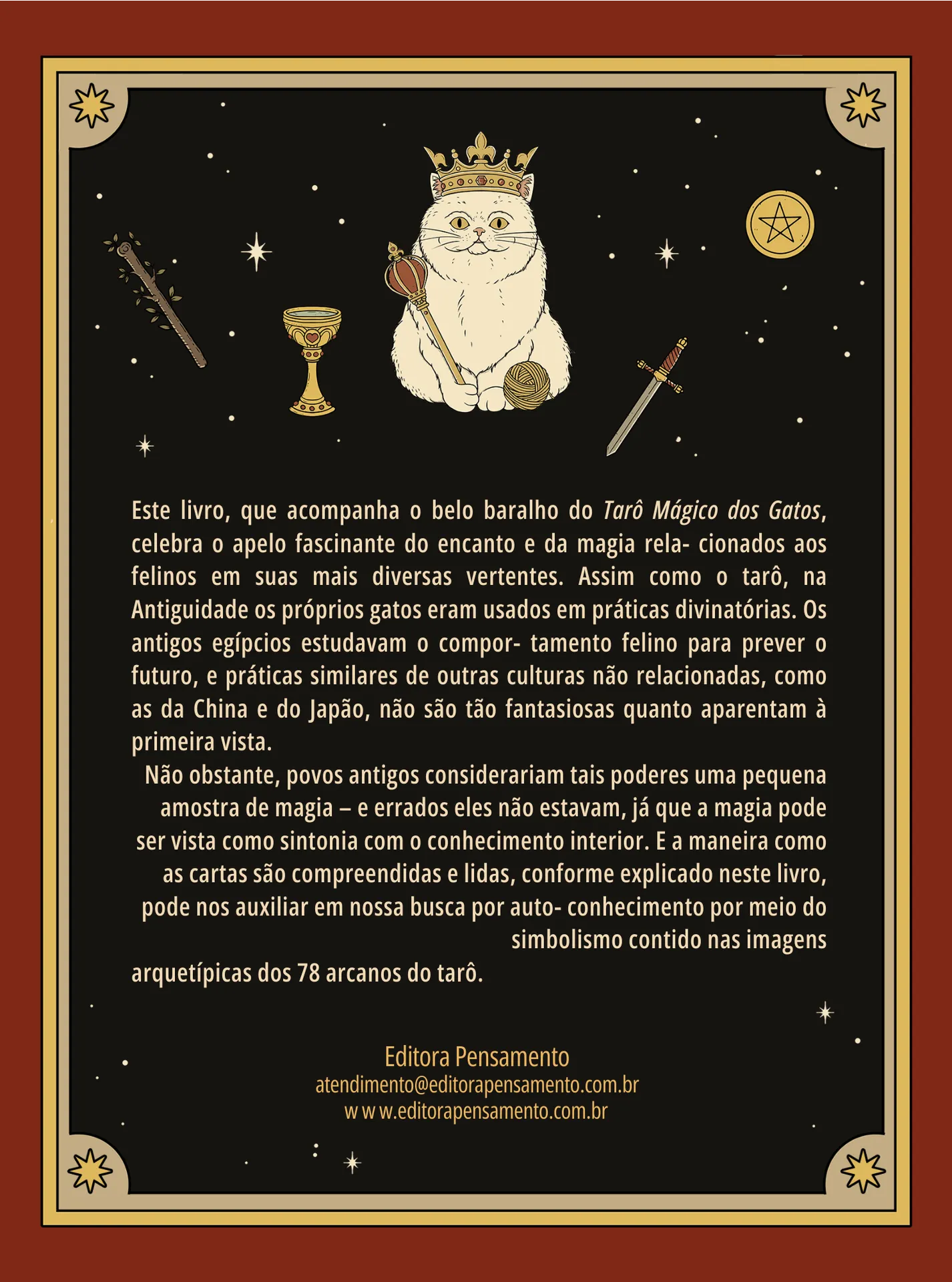 Tarô mágico dos gatos - caixa com livro + 78 cartas Tarô mágico dos gatos Quarta Capa