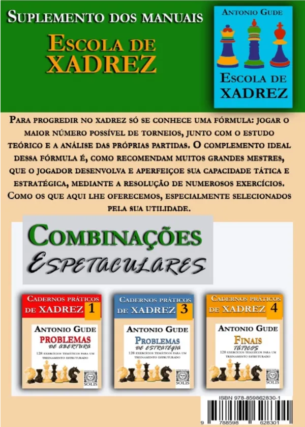 Cadernos práticos de xadrez 2 - Combinações Espetaculares: combinações espetaculares Cadernos práticos de xadrez 2 - Combinações Espetaculares: combinações espetaculares - Imagem 2