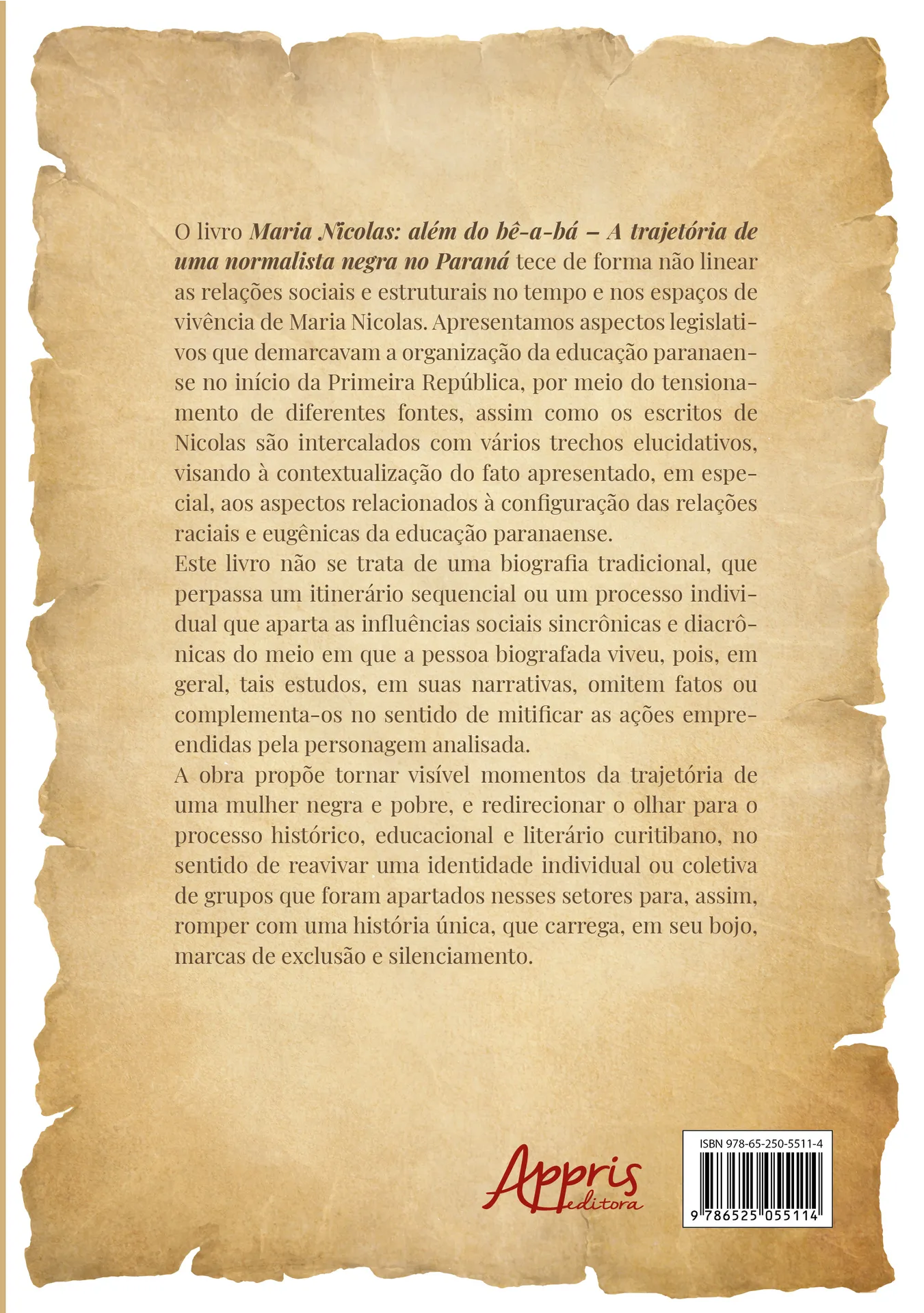 Maria Nicolas - Além do bê-a-bá: A trajetória de uma normalista negra no Paraná Maria Nicolas - Além do bê-a-bá Quarta Capa