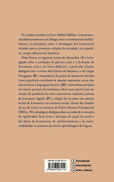 Mikhail Bakhtin: letramentos e sociedade Mikhail Bakhtin Quarta Capa