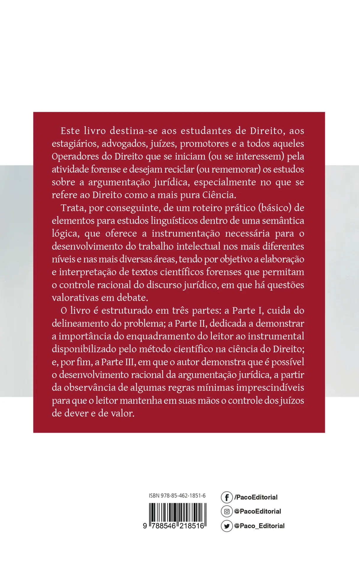 Repensando o direito: um ensaio sobre os usos da linguagem, da lógica e das formas elementares de pensamento na argumentação jurídica Repensando o direito Quarta Capa