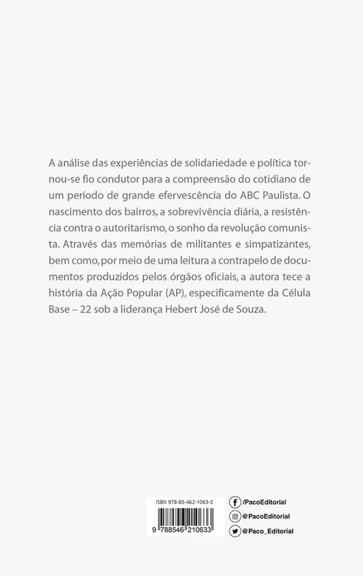 Ação Popular em Mauá: resistência e solidariedade em tempos de ditadura Ação Popular em Mauá Quarta Capa
