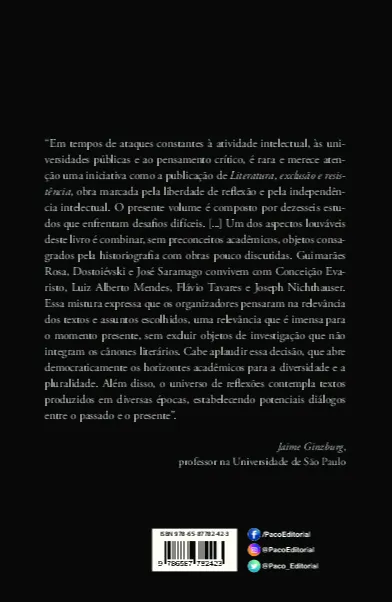 Literatura, exclusão e resistência Literatura, exclusão e resistência Quarta Capa