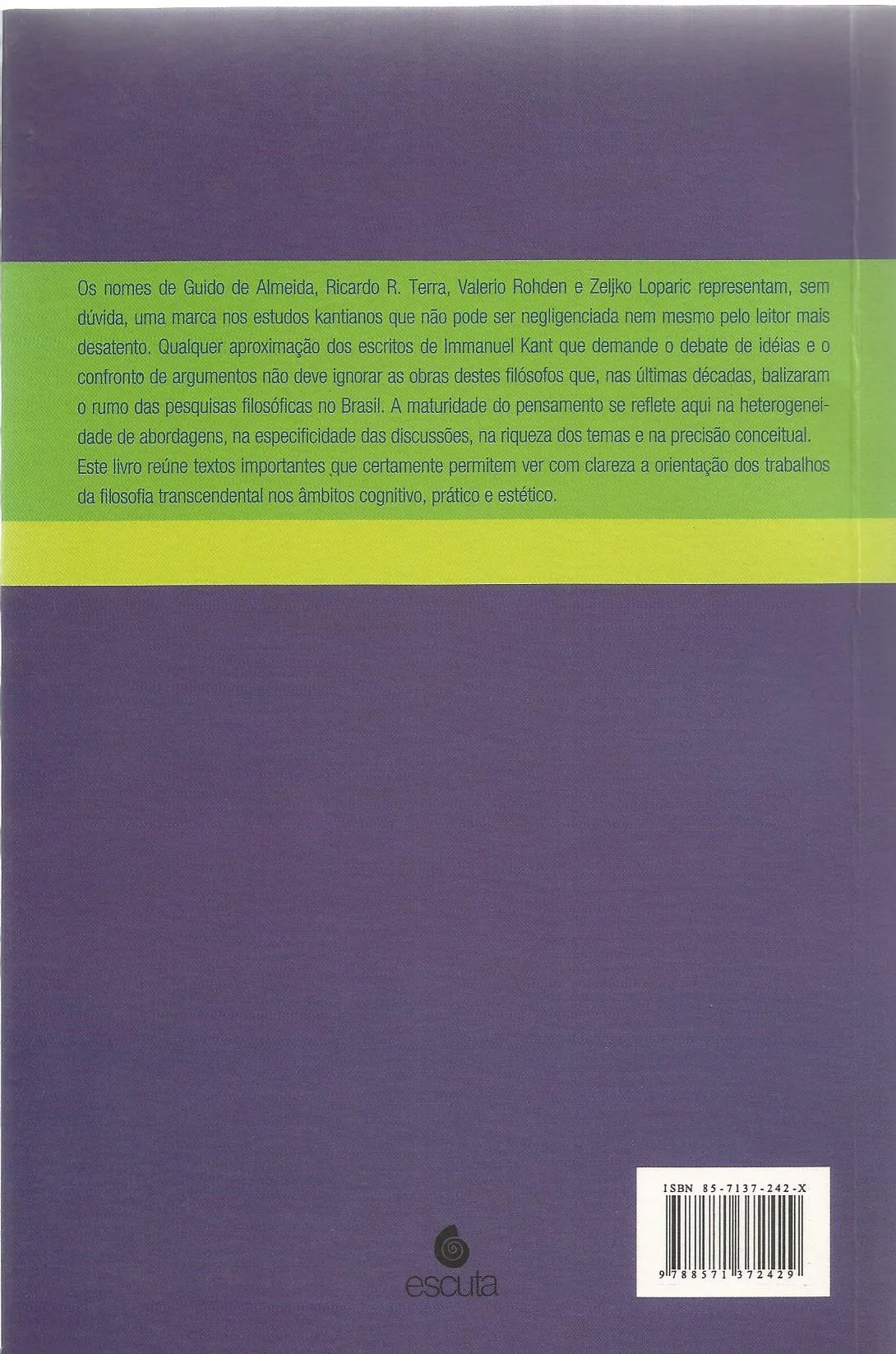 Kant no Brasil Kant no Brasil Quarta Capa