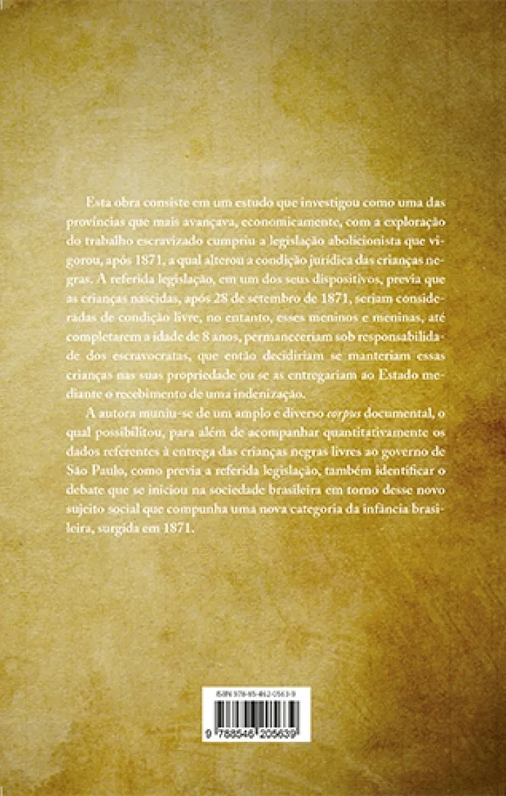 Iniciativas de atendimento para crianças negras na Província de São Paulo (1871-1888) Iniciativas de atendimento para crianças negras na Província de São Paulo (1871-1888) Quarta Capa