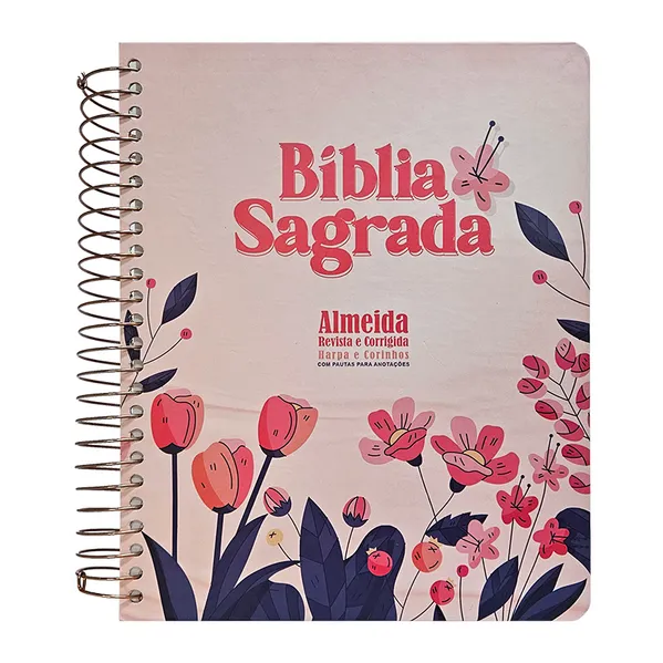Bíblia para anotações ‐ ARC ‐ com harpa ‐ floral cartoon: