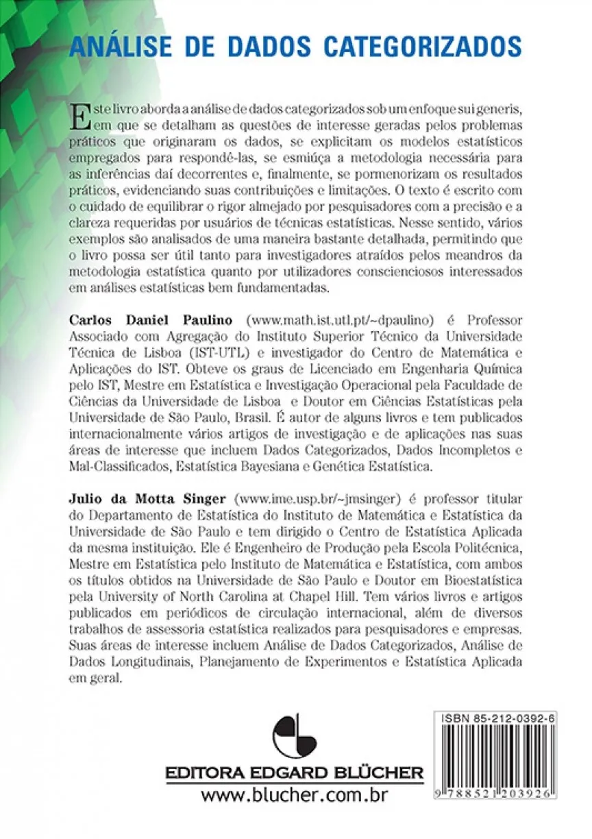 Análise de dados categorizados Análise de dados categorizados Quarta Capa