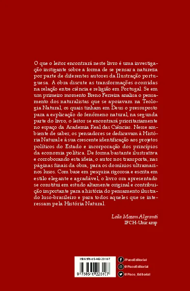 Economia da natureza: A história natural na ilustração portuguesa e luso-americana (1750-1822) Economia da natureza Quarta Capa