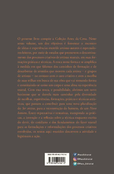 Formação, práticas e técnicas do artista teatral Formação, práticas e técnicas do artista teatral Quarta Capa