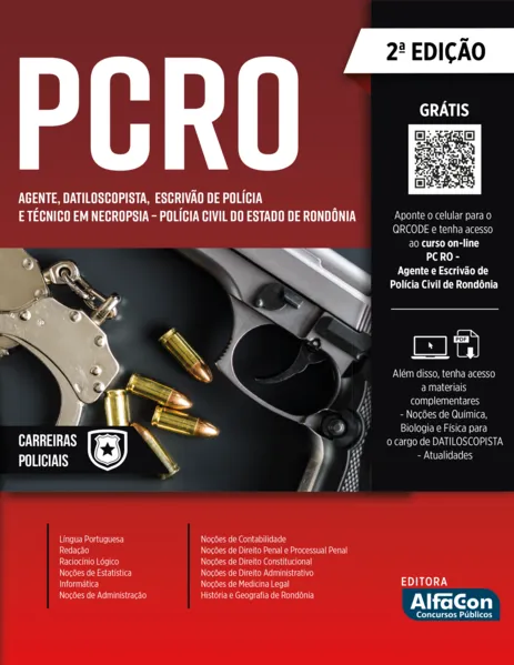 Agente, Datiloscopista, Escrivão De Polícia, Técnico Em Necropsia – Polícia Civil Do Estado De Rondônia – PCRO: