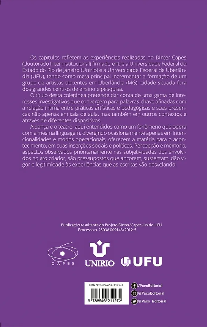 Criações e pedagogias artísticas experimentadas Criações e pedagogias artísticas experimentadas Quarta Capa