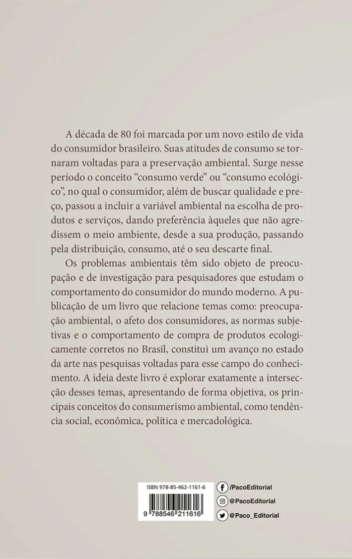 Comportamento do consumidor de produtos verdes ou ecológicos Comportamento do consumidor de produtos verdes ou ecológicos Quarta Capa