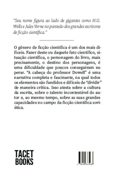 A cabeça do professor Dowell A cabeça do professor Dowell Quarta Capa