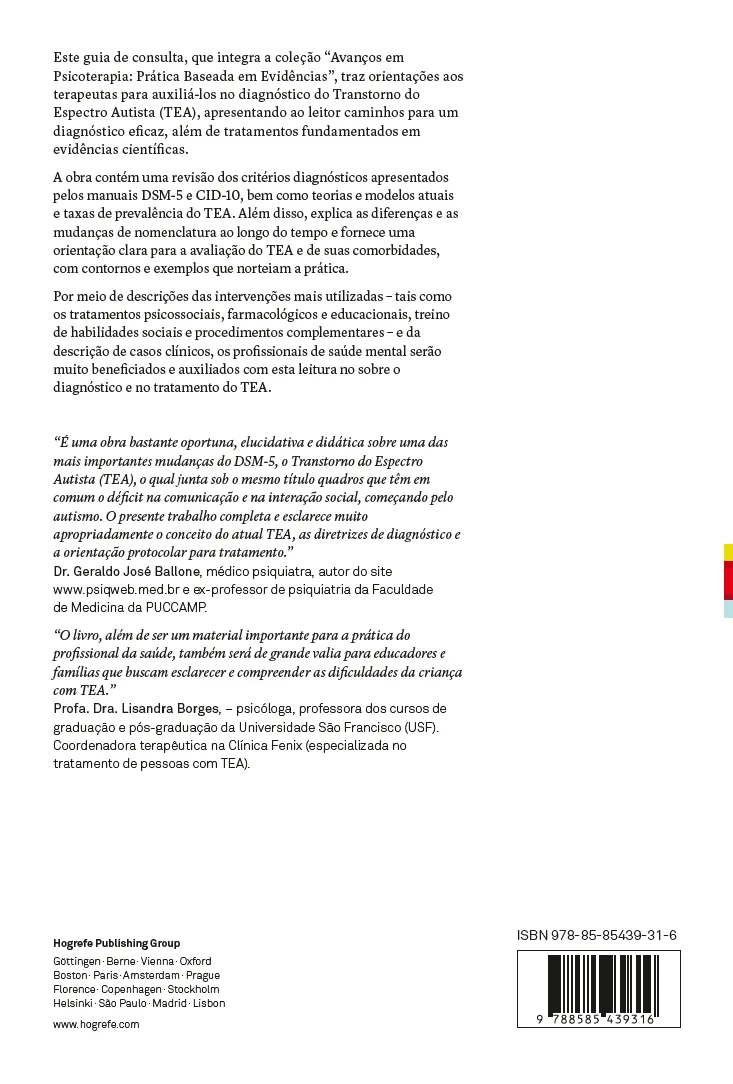 Transtorno do espectro autista Transtorno do espectro autista Quarta Capa