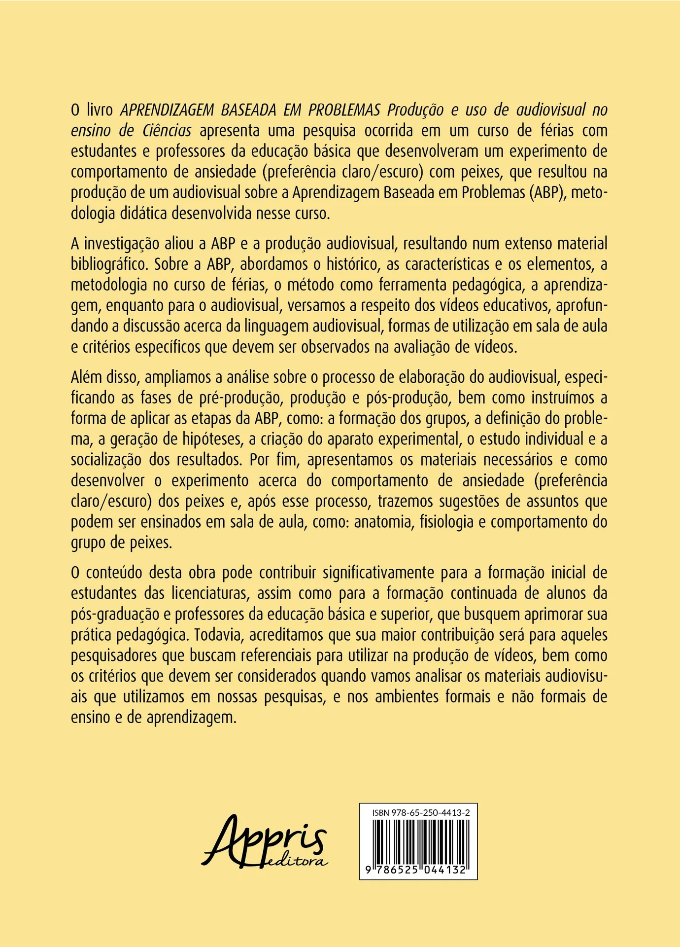 Aprendizagem baseada em problemas: produção e uso de audiovisual no ensino de ciências Aprendizagem baseada em problemas Quarta Capa