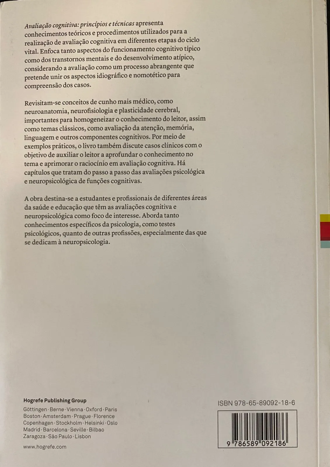 Avaliação cognitiva - Princípios e técnicas Avaliação cognitiva - Princípios e técnicas Quarta Capa
