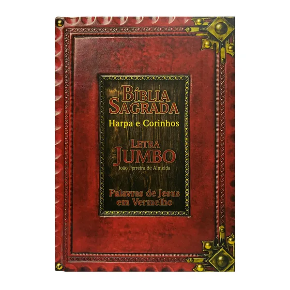 Bíblia jumbo ARC PJV com harpa e corinhos ‐ retrô vermelha: