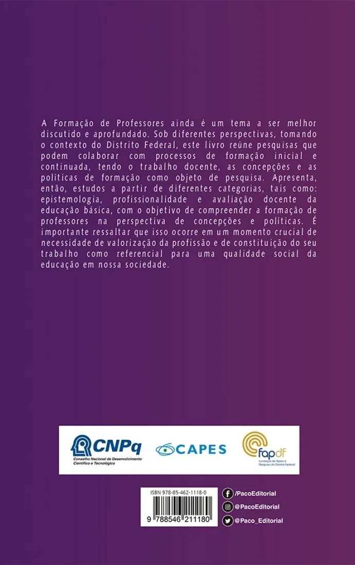 Formação de professores: concepções e políticas Formação de professores Quarta Capa