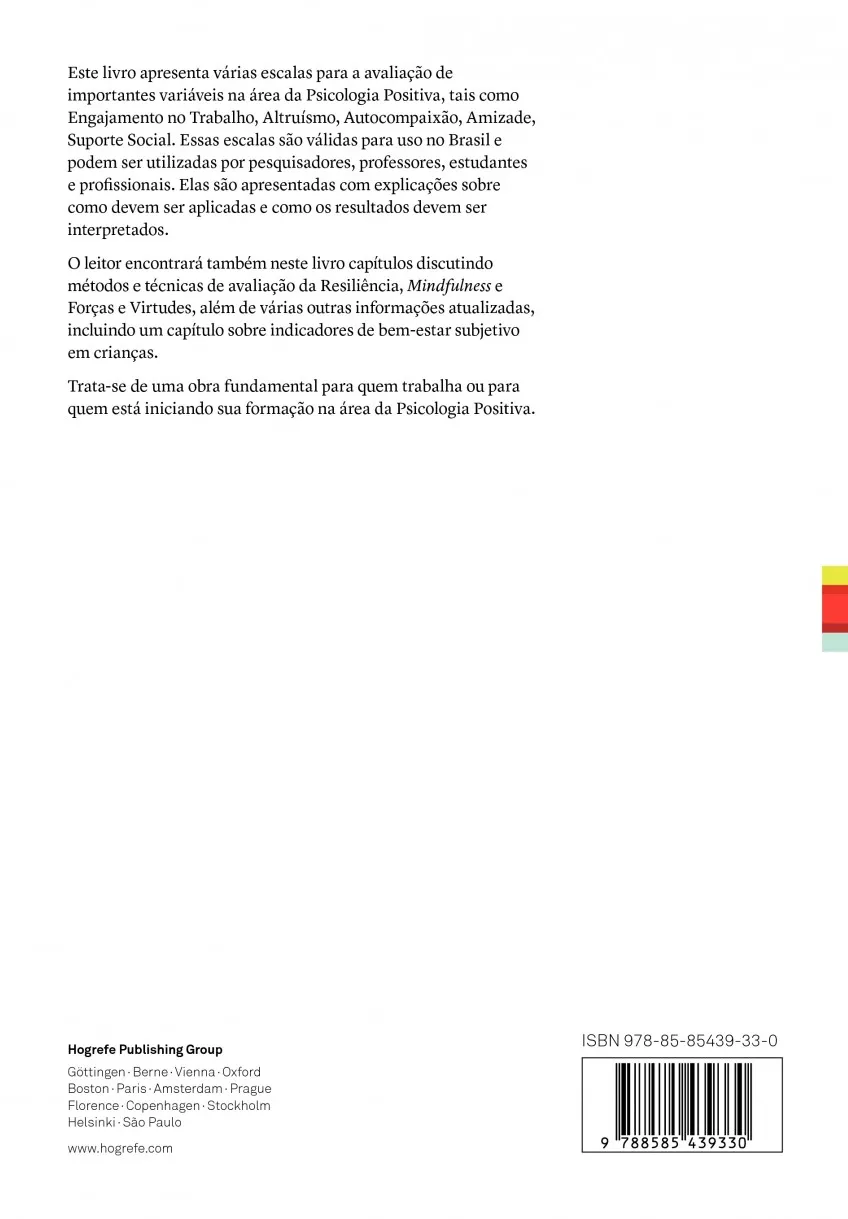 Avaliação em psicologia positiva: Técnicas e medidas Avaliação em psicologia positiva Quarta Capa