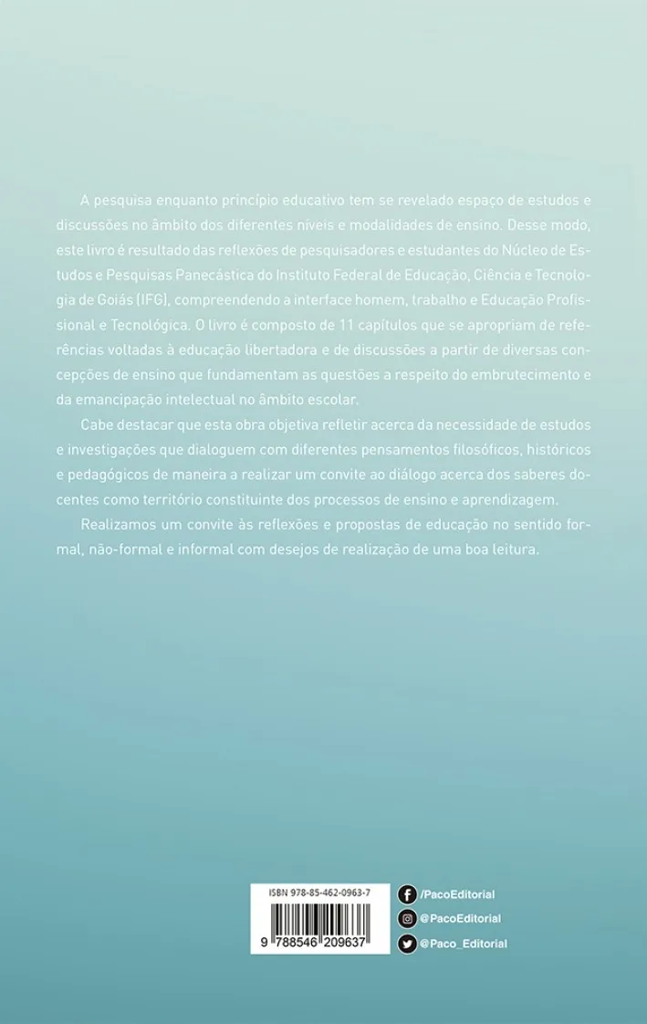 Panecástica: a pesquisa e o desafio da emancipação intelectual Panecástica Quarta Capa