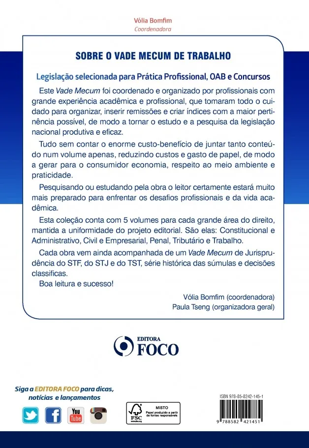 Vade mecum trabalho: Legislação selecionada para prática profissional, OAB e concursos Vade mecum trabalho: Legislação selecionada para prática profissional, OAB e concursos - Imagem 2