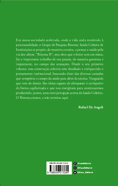 Rizoma II: Saúde coletiva & instituições Rizoma II Quarta Capa