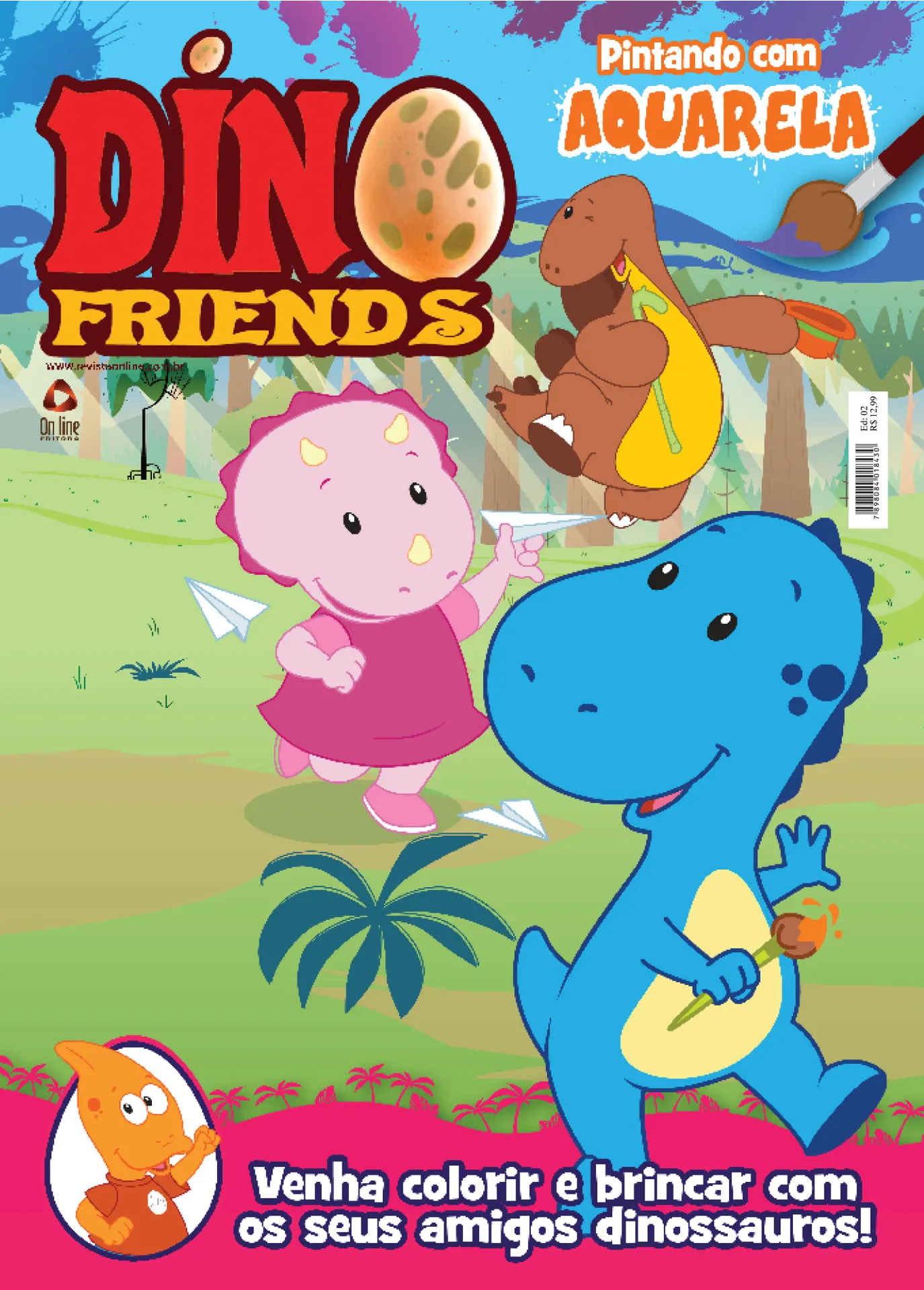 Dino friends pintando com aquarela 02 Dino friends pintando com aquarela 02