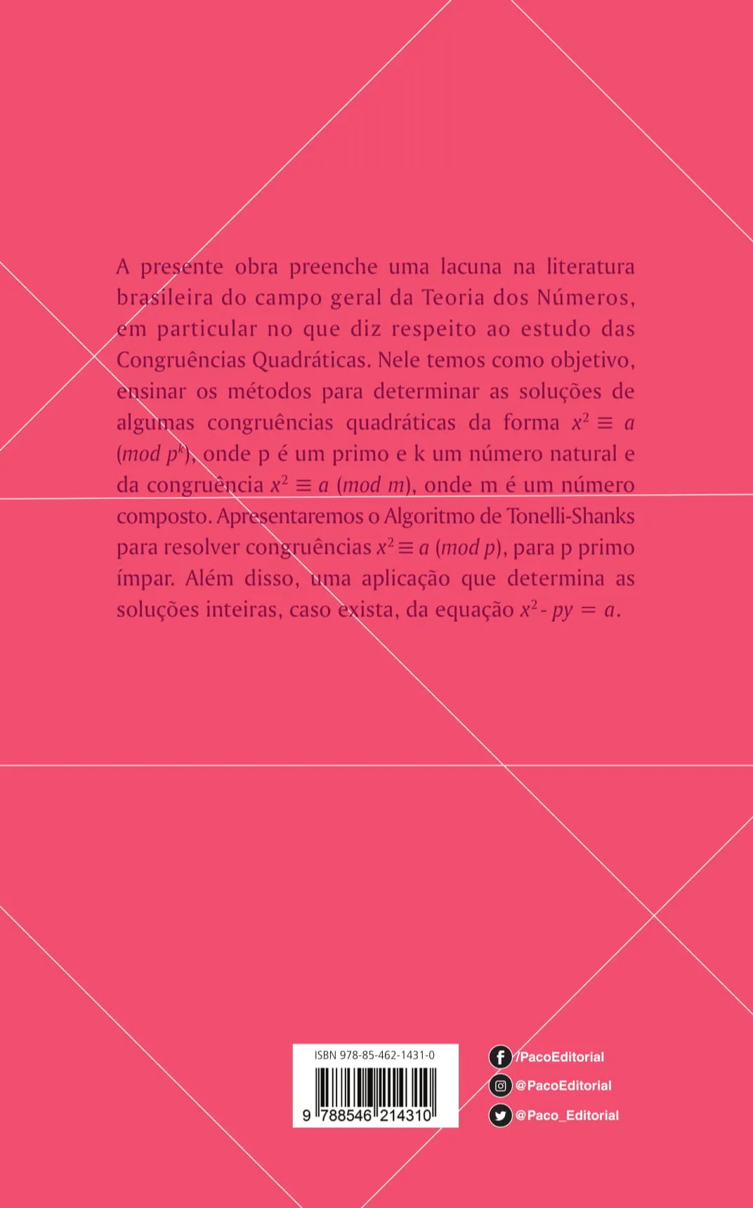 Soluções de certas congruências quadráticas Soluções de certas congruências quadráticas Quarta Capa