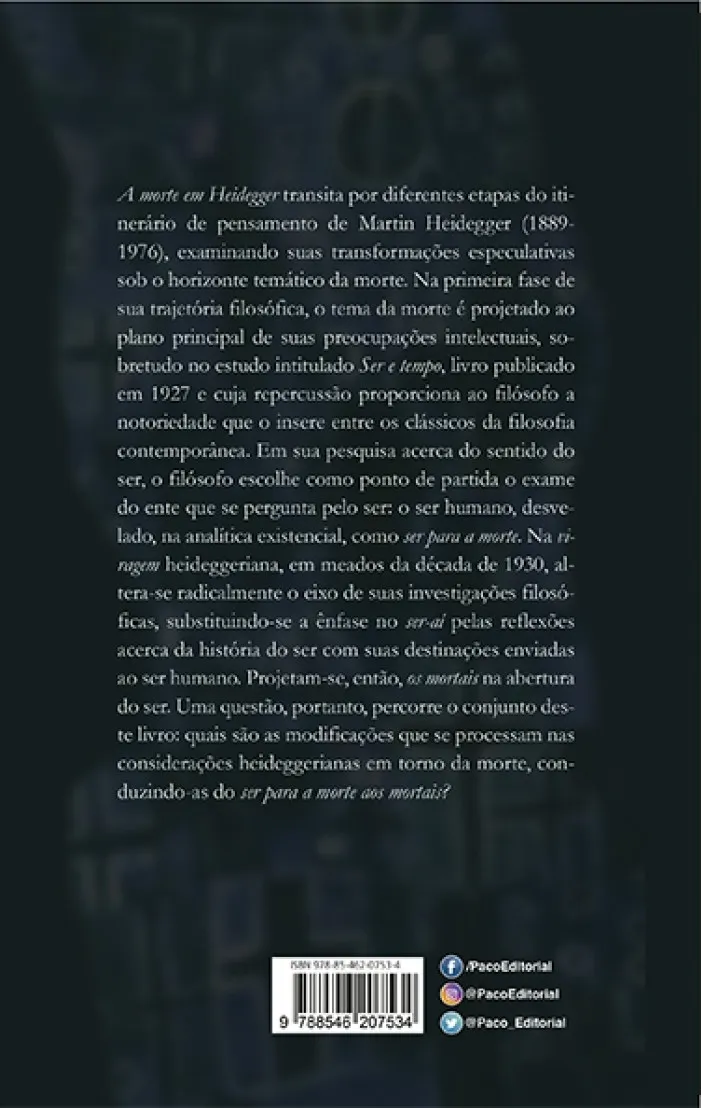 A morte em Heidegger A morte em Heidegger Quarta Capa