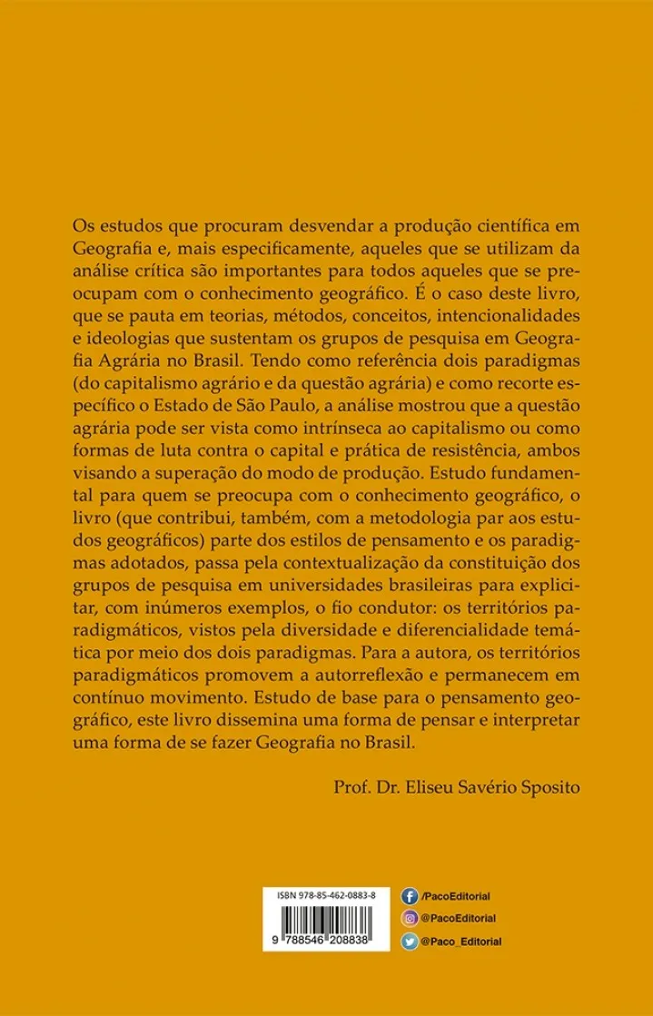 Territórios paradigmáticos da geografia agrária Territórios paradigmáticos da geografia agrária Quarta Capa